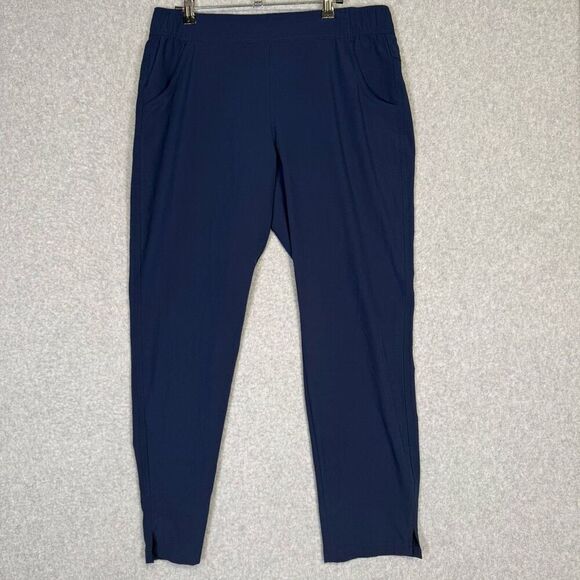 Eddie Bauer Women's Medium Blue High Waisted Ankle Length Pants Scrubs Pockets - Picture 1 of 7